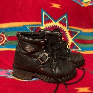 Ladies Black Harley Davidson Riding Boots Size 9